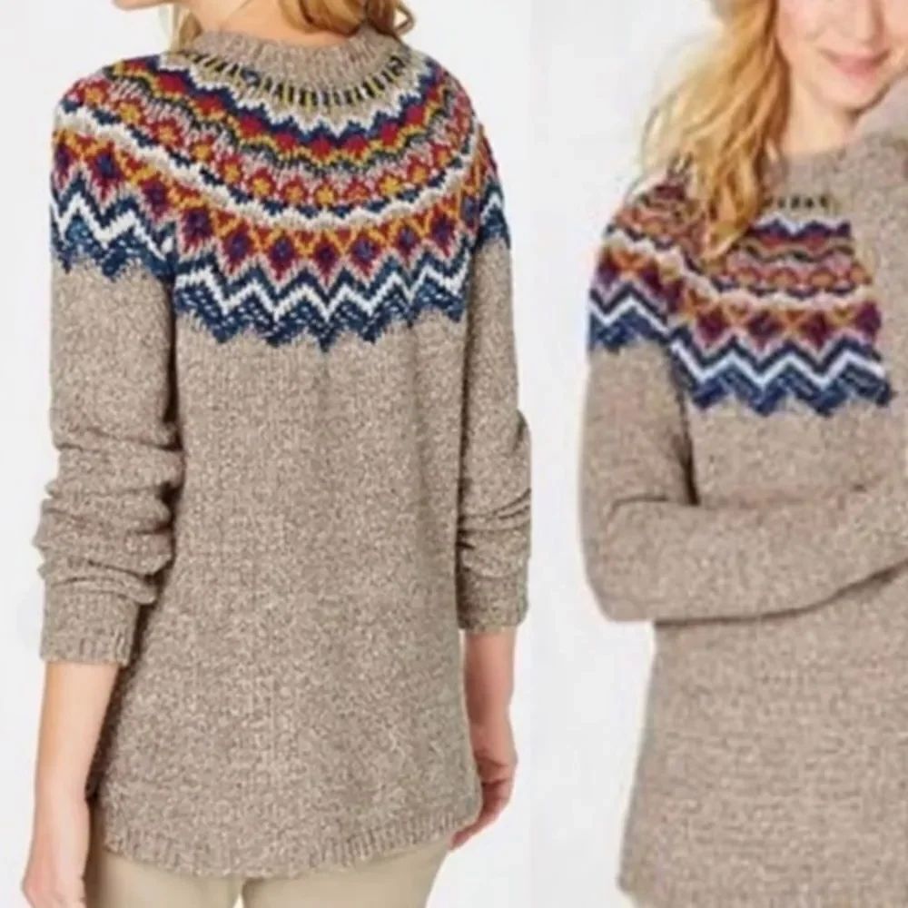 J. Jill Fair Isle Nordic Ski Multi-Color Sweater in Size XS